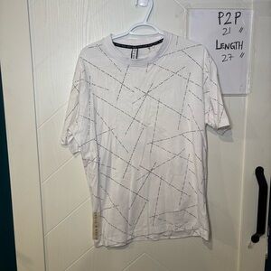 Black N Blanc by Projek Raw White Geometric Graphic All Over Print Tee Medium